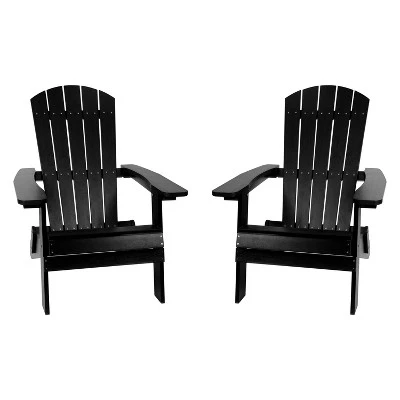 Flash Furniture Set Of 2 Charlestown All-Weather Poly Resin Folding Adirondack Chair 15 Flash Furniture Set Of 2 Charlestown All-Weather Poly Resin Folding Adirondack Chair - Image 15