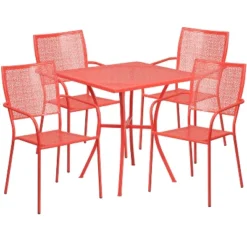 Flash Furniture Oia Commercial Grade 28" Square Indoor-Outdoor Steel Patio Table Set With 4 Square Back Chairs -Furniture GUEST d7561426 fd54 42b3 93e9 638646e0bcdc