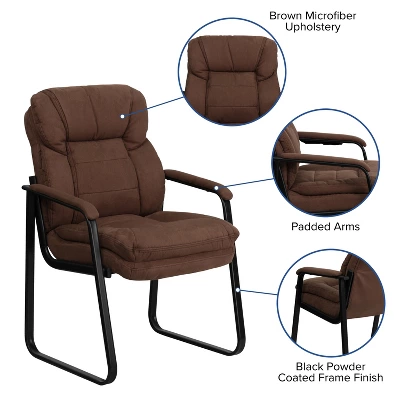 Flash Furniture Executive Side Reception Chair With Lumbar Support And Sled Base 2 Flash Furniture Executive Side Reception Chair With Lumbar Support And Sled Base - Image 2