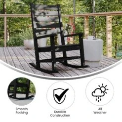 Flash Furniture Manchester Contemporary Rocking Chair, All-Weather HDPE Indoor/Outdoor Rocker -Furniture GUEST d786d64f 52ea 4553 bc6d 1242e02bbfc4