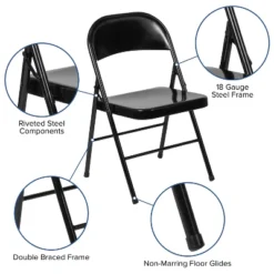 Flash Furniture 4 Pack HERCULES Series Double Braced Metal Folding Chair -Furniture GUEST d826f8d6 d307 4078 9a3e dbbbae6492b5