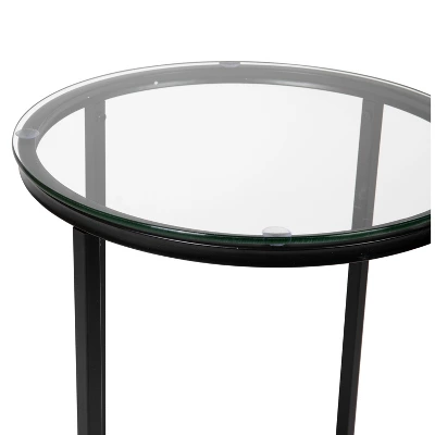 Flash Furniture Greenwich Collection End Table - Modern Clear Glass Accent Table With Crisscross Matte Black Frame 4 Flash Furniture Greenwich Collection End Table - Modern Clear Glass Accent Table With Crisscross Matte Black Frame - Image 4