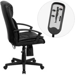 Massaging Executive Swivel Office Chair Black Leather- Flash Furniture