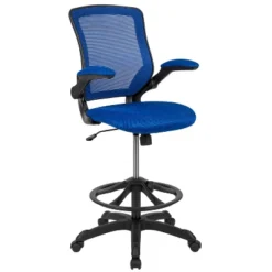 Flash Furniture Mid-Back Mesh Ergonomic Drafting Chair With Adjustable Foot Ring And Flip-Up Arms -Furniture GUEST d9e8bd21 1df6 4f74 8749 e027e047d127