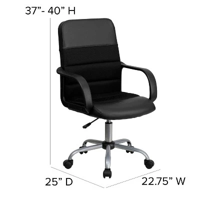 Swivel Task Chair Black Leather/Mesh - Flash Furniture 4 Swivel Task Chair Black Leather/Mesh - Flash Furniture - Image 4