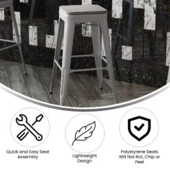 Flash Furniture Cierra Set Of 4 Commercial Grade 30" High Backless Metal Indoor Bar Height Stools With All-Weather Poly Resin Seats -Furniture GUEST da5c4251 be3a 4875 98c5 f70b77825296