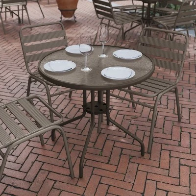 Flash Furniture Bellamy 31.5'' Round Tempered Glass Metal Table 3 Flash Furniture Bellamy 31.5'' Round Tempered Glass Metal Table - Image 3