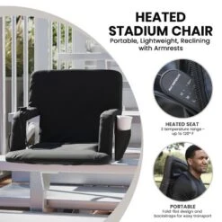 Flash Furniture Malta Portable Heated Reclining Stadium Chair With Armrests, Padded Back & Heated Seat With Dual Storage Pockets And Backpack Straps -Furniture GUEST db004fd5 55b6 4f22 a6e3 2bfc4bc3eec7