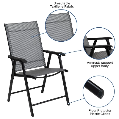 Flash Furniture Black Outdoor Folding Patio Sling Chair (2 Pack) 4 Flash Furniture Black Outdoor Folding Patio Sling Chair (2 Pack) - Image 4