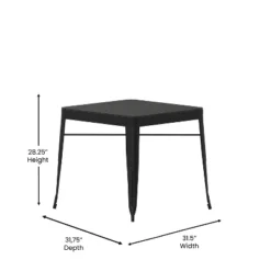 Flash Furniture Helvey 31.5" Square Commercial Grade Indoor/Outdoor Black Steel Patio Dining Table For 4 With Black Poly Resin Slatted Top -Furniture GUEST db5be8f4 5b70 4dd0 b183 86e4e46fa520