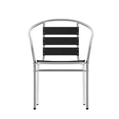 Flash Furniture Lila Aluminum Commercial Indoor-Outdoor Restaurant Stack Chair With Triple Slat Faux Teak Back 9 Flash Furniture Lila Aluminum Commercial Indoor-Outdoor Restaurant Stack Chair With Triple Slat Faux Teak Back - Image 9