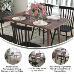 Flash Furniture Hatfield 47 Inch Mid-Century Modern Wood Dining Table, Wood Kitchen Table, Dark Walnut -Furniture GUEST dba3225d 2835 4144 938c 26069b63d047