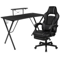 Flash Furniture Gaming Desk With Cup Holder/Headphone Hook/Monitor Stand & Reclining Back/Arms Gaming Chair With Footrest 22 Flash Furniture Gaming Desk With Cup Holder/Headphone Hook/Monitor Stand & Reclining Back/Arms Gaming Chair With Footrest -Furniture GUEST dc2103ed 05b8 451b 9c6f 8ce0f059dfdf