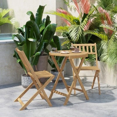 Flash Furniture Indoor/Outdoor Acacia Wood Folding Table And 2 Chair Bistro Set In Natural 1 Flash Furniture Indoor/Outdoor Acacia Wood Folding Table And 2 Chair Bistro Set In Natural