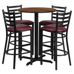 Flash Furniture 30'' Round Laminate Table Set With X-Base And 4 Ladder Back Metal Barstools 17 Flash Furniture 30'' Round Laminate Table Set With X-Base And 4 Ladder Back Metal Barstools -Furniture GUEST dcdb64cd 6031 4836 ace6 f76506428b3d
