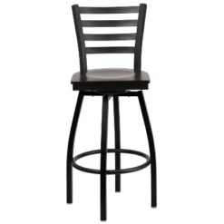 Flash Furniture Black Ladder Back Swivel Metal Barstool -Furniture GUEST dd0048c8 0d20 4fed 9757 8babeaab40f7