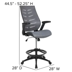 Flash Furniture High Back Mesh Spine-Back Ergonomic Drafting Chair With Adjustable Foot Ring And Adjustable Flip-Up Arms -Furniture GUEST ddd1899c 7c8e 4d8d ae07 79898327f965