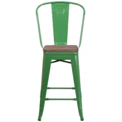 Flash Furniture 24" High Metal Counter Height Stool With Back And Wood Seat -Furniture GUEST de4595d5 306d 4aa9 a175 f89ff333ba68