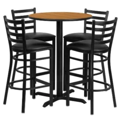 Flash Furniture 30'' Round Laminate Table Set With X-Base And 4 Ladder Back Metal Barstools 23 Flash Furniture 30'' Round Laminate Table Set With X-Base And 4 Ladder Back Metal Barstools -Furniture GUEST de6de019 4fdb 405f b0e4 2e4716fb3016