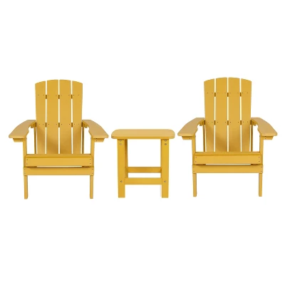 Flash Furniture 2 Pack Charlestown All-Weather Poly Resin Wood Adirondack Chairs With Side Table 11 Flash Furniture 2 Pack Charlestown All-Weather Poly Resin Wood Adirondack Chairs With Side Table - Image 11