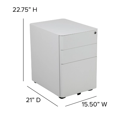 Flash Furniture Modern 3-Drawer Mobile Locking Filing Cabinet With Anti-Tilt Mechanism And Hanging Drawer For Legal & Letter Files 5 Flash Furniture Modern 3-Drawer Mobile Locking Filing Cabinet With Anti-Tilt Mechanism And Hanging Drawer For Legal & Letter Files - Image 5