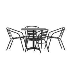 Flash Furniture Lila 31.5'' Square Aluminum Indoor-Outdoor Table Set With 4 Slat Back Chairs -Furniture GUEST e1777872 af18 45d7 9e21 60a5b067dc14