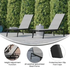 Flash Furniture Brazos Set Of 2 Adjustable Chaise Lounge Chairs All-Weather Outdoor Five-Position Recliners 17 Flash Furniture Brazos Set Of 2 Adjustable Chaise Lounge Chairs All-Weather Outdoor Five-Position Recliners -Furniture GUEST e261ab8f 0963 4def a013 c851016382d5