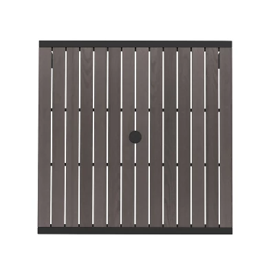 Flash Furniture Lark Outdoor Dining Table With Synthetic Gray Wash Teak Poly Slats - 35" Square Steel Framed Restaurant Table With Umbrella Hole 6 Flash Furniture Lark Outdoor Dining Table With Synthetic Gray Wash Teak Poly Slats - 35" Square Steel Framed Restaurant Table With Umbrella Hole - Image 6
