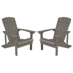 Flash Furniture Set Of 2 Charlestown All-Weather Poly Resin Wood Adirondack Chairs -Furniture GUEST e30c0359 d9b4 48dc 9bf9 698043ebb0d3