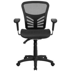 Flash Furniture Mid-Back Transparent Black Mesh Multifunction Executive Swivel Ergonomic Office Chair With Adjustable Arms -Furniture GUEST e32cc6c4 19c9 480d 9916 185f2104e820
