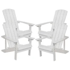Flash Furniture Set Of 4 Charlestown All-Weather Poly Resin Wood Adirondack Chairs -Furniture GUEST e3da5669 eedc 45c4 8cca 5fc51f67ca61