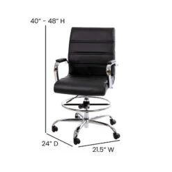 Flash Furniture Mid-Back LeatherSoft Drafting Chair With Adjustable Foot Ring And Chrome Base -Furniture GUEST e40f5012 a45b 4212 919e a2cbeaa5c8e4