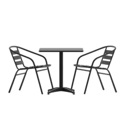 Flash Furniture Lila 27.5'' Square Aluminum Indoor-Outdoor Table Set With 2 Slat Back Chairs -Furniture GUEST e4530cd8 af63 492a 84f1 be0984b55d74