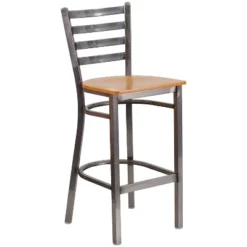 Flash Furniture Clear Coated Ladder Back Metal Restaurant Barstool -Furniture GUEST e5916e84 aeed 4b6c 8c3c 302e050de374