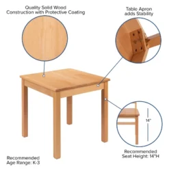 Flash Furniture Kids Natural Solid Wood Table And Chair Set For Classroom, Playroom, Kitchen -Furniture GUEST e5a73c9b d6bc 4c93 914c a3c34aa32636