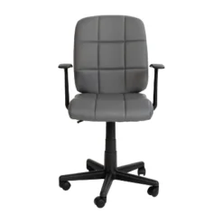Flash Furniture Mid-Back Gray Quilted Vinyl Swivel Task Office Chair With Arms -Furniture GUEST e6816f43 b3ab 4c57 bc88 7b3cb7acd841