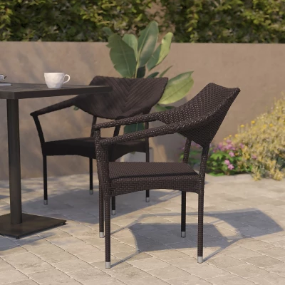 Flash Furniture Jace Set Of 2 Commercial Grade Stacking Patio Chairs, All Weather PE Rattan Wicker Patio Dining Chairs 1 Flash Furniture Jace Set Of 2 Commercial Grade Stacking Patio Chairs, All Weather PE Rattan Wicker Patio Dining Chairs