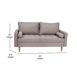 Flash Furniture Hudson Mid-Century Modern Loveseat Sofa With Tufted Upholstery & Solid Wood Legs -Furniture GUEST e7b51def 9c88 4505 bea0 0efe42c86d92
