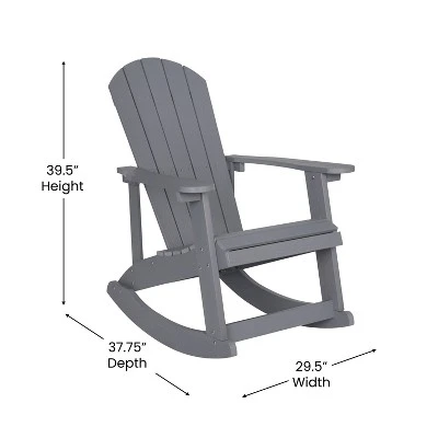 Flash Furniture Savannah Set Of 2 All-Weather Poly Resin Wood Adirondack Rocking Chairs With Cushions For Deck, Porch, And Patio 9 Flash Furniture Savannah Set Of 2 All-Weather Poly Resin Wood Adirondack Rocking Chairs With Cushions For Deck, Porch, And Patio - Image 9