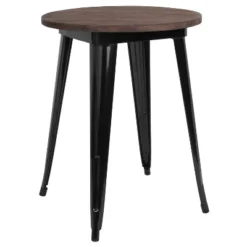 Flash Furniture 24" Round Metal Indoor Table With Rustic Wood Top -Furniture GUEST e808f76f b488 4f38 9503 9fb51836c741
