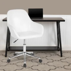 Flash Furniture Cortana Home And Office Mid-Back Chair In White LeatherSoft