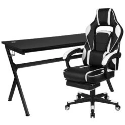 Flash Furniture Gaming Desk With Cup Holder/Headphone Hook/Removable Mousepad Top & Reclining Back/Arms Gaming Chair With Footrest -Furniture GUEST e83372ce 1d7b 4bba b0a1 0286982c596f