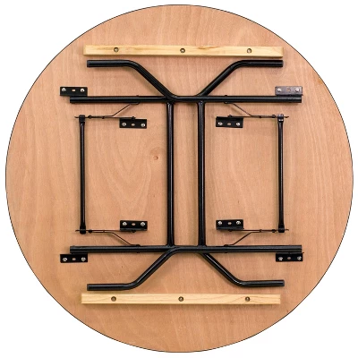 Flash Furniture 4-Foot Round Wood Folding Banquet Table With Clear Coated Finished Top 7 Flash Furniture 4-Foot Round Wood Folding Banquet Table With Clear Coated Finished Top - Image 7