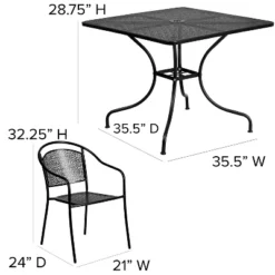 Flash Furniture Oia Commercial Grade 35.5" Square Indoor-Outdoor Steel Patio Table Set With 4 Round Back Chairs -Furniture GUEST e9239284 6460 4b37 825e 05c7a891abf6