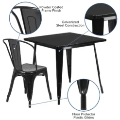 Flash Furniture Commercial Grade 31.5" Square Metal Indoor-Outdoor Table Set With 4 Stack Chairs -Furniture GUEST e93d8cb7 7a0d 470f 8d34 face25b0f797