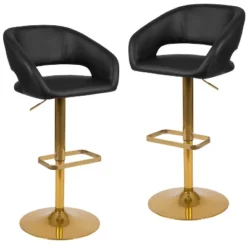 Flash Furniture Contemporary Vinyl Adjustable Height Barstool With Rounded Mid-Back, Set Of 2 -Furniture GUEST e982c99e 1a4e 4cb4 9426 dffeeabd3528