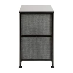 Flash Furniture 2 Drawer Wood Top Nightstand Storage Organizer With Cast Iron Frame And Dark Easy Pull Fabric Drawers -Furniture GUEST ea731212 4857 45f4 9971 47bc01a6b114