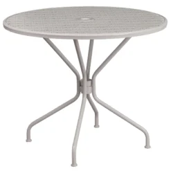 Flash Furniture Oia Commercial Grade 35.25" Round Indoor-Outdoor Steel Patio Table With Umbrella Hole -Furniture GUEST ea7b216b cd26 40bf a393 c64eb709971e