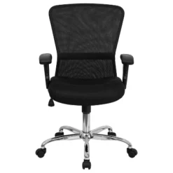 Flash Furniture Mid-Back Black Mesh Contemporary Swivel Task Office Chair With Chrome Base And Adjustable Arms -Furniture GUEST eac39258 dcba 40f6 afab 93850264208e