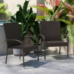 Flash Furniture Maxim Indoor/Outdoor Wicker Dining Chairs With Fade & Weather-Resistant Steel Frames For Patio And Deck -Furniture GUEST eb325cf3 57e6 49dd bbf2 a751459bea9d
